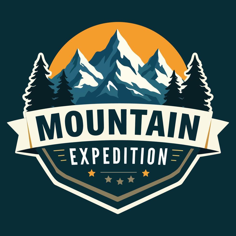 Mountain Expedition Badge Logo vector