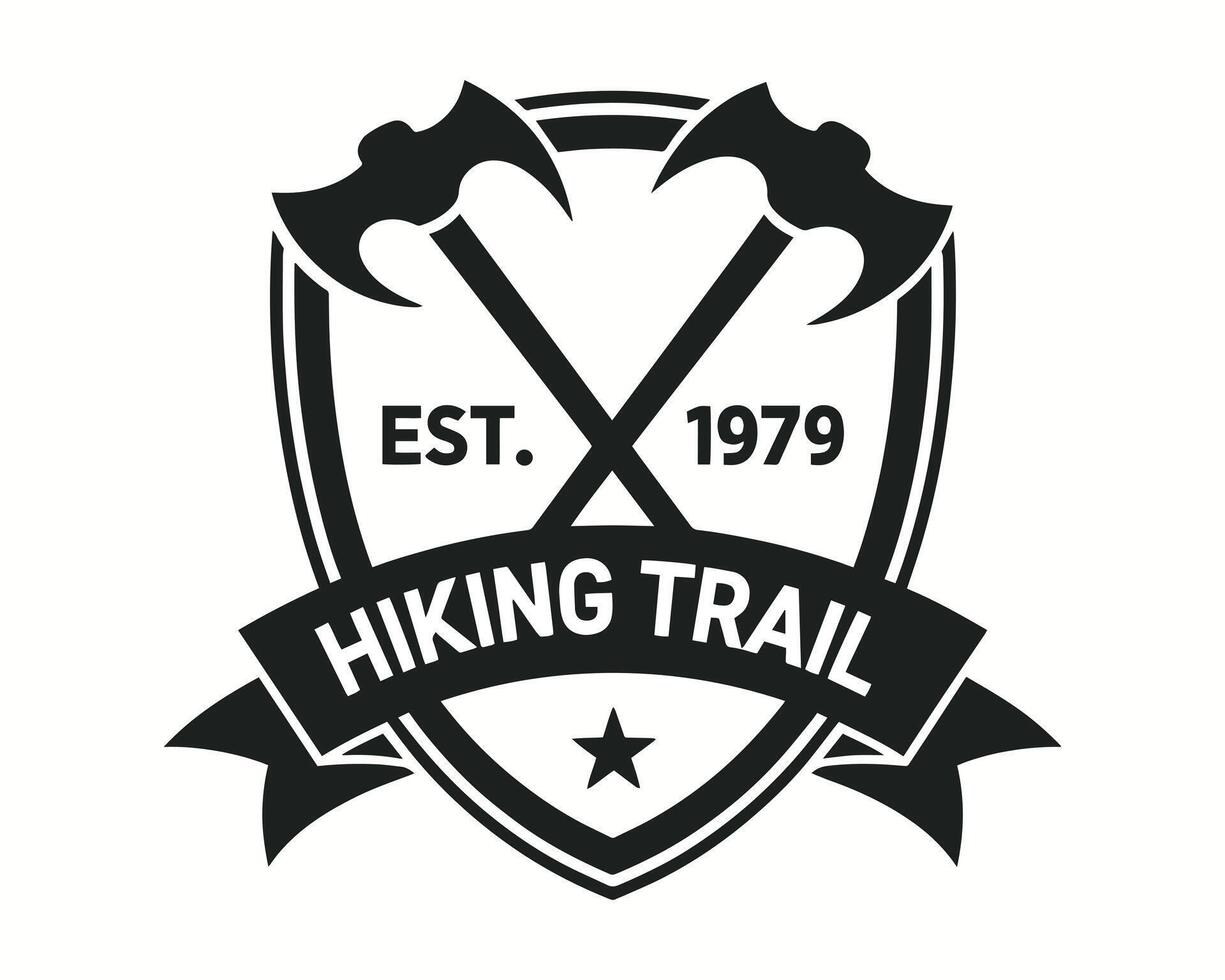 Hiking Trail Badge Logo with Axes vector