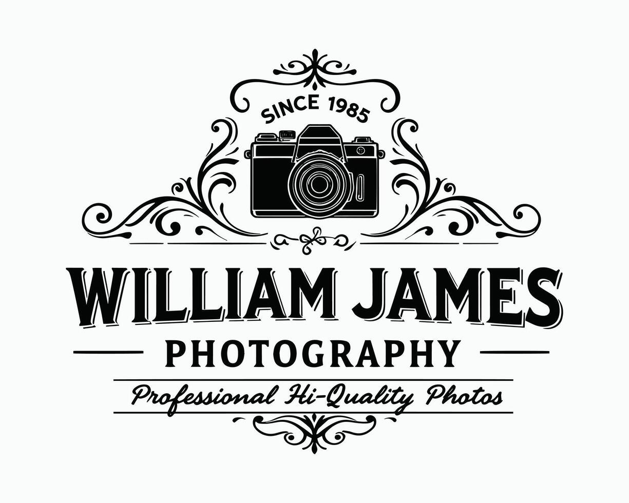 Vintage Photography Logo Design - Elegant Camera Emblem for Professional Photographers vector
