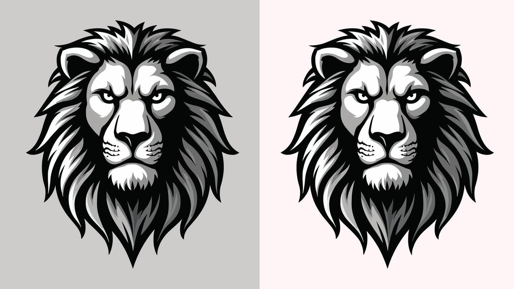 Art and Illustration lion head logo design with a bold and majestic look vector