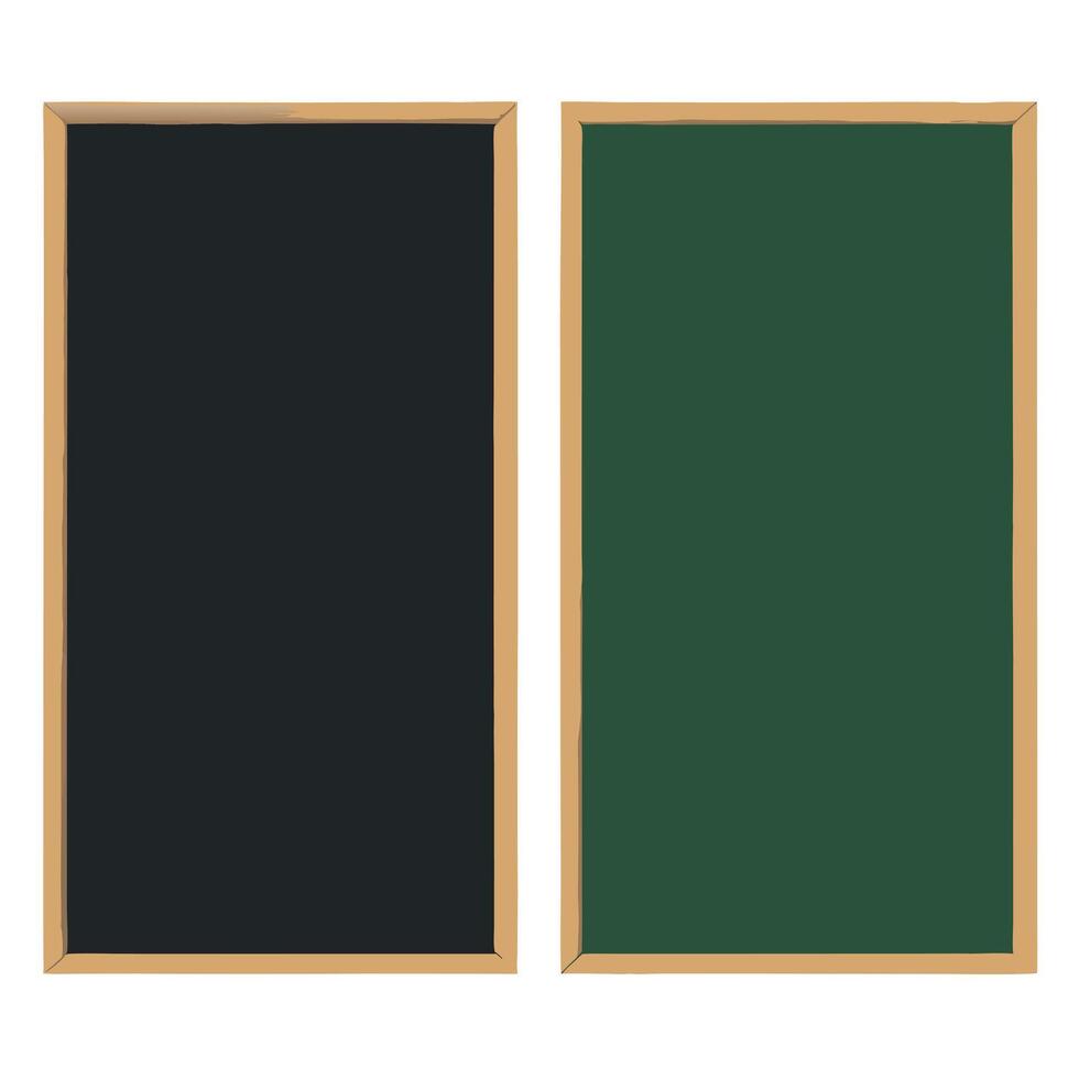 Two Blank Rectangular Boards for Writing or Drawing, One Black and One Green, Ideal for School Classroom or Office Use vector