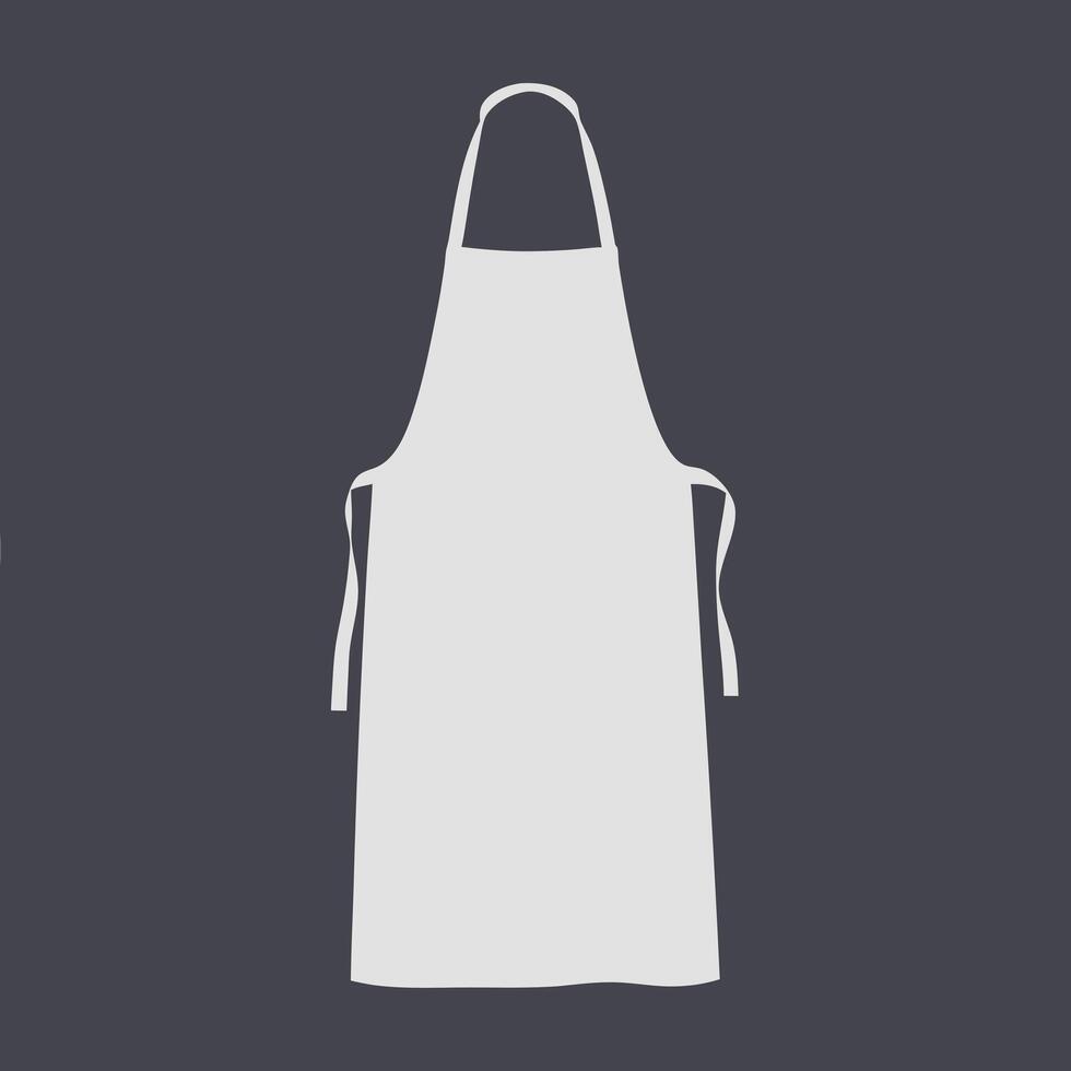 A White Apron Hanging Against a Dark Background, Simple Kitchen Apparel Design, Clean Cooking Outfit, Professional Chef Accessory, Blank Template vector