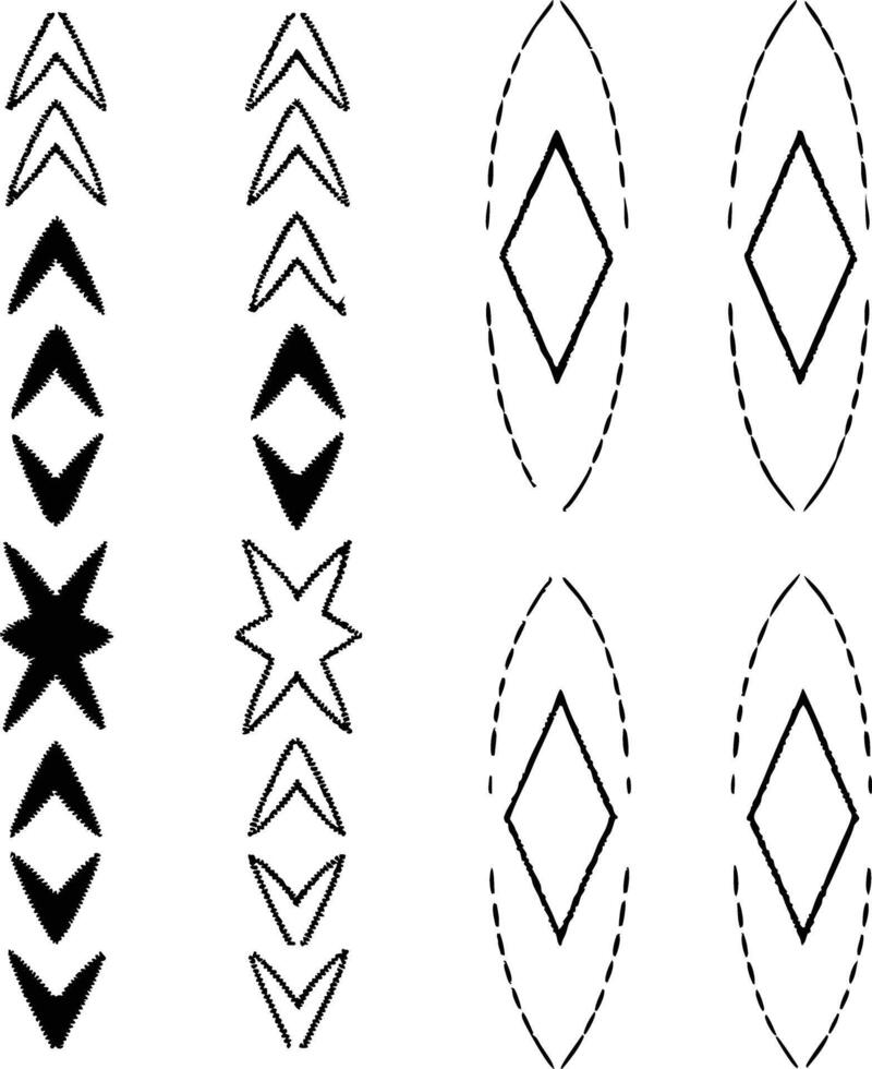 Collection of Geometric Shapes Black and White Tribal Style Design Elements Arrows Diamonds Stars vector