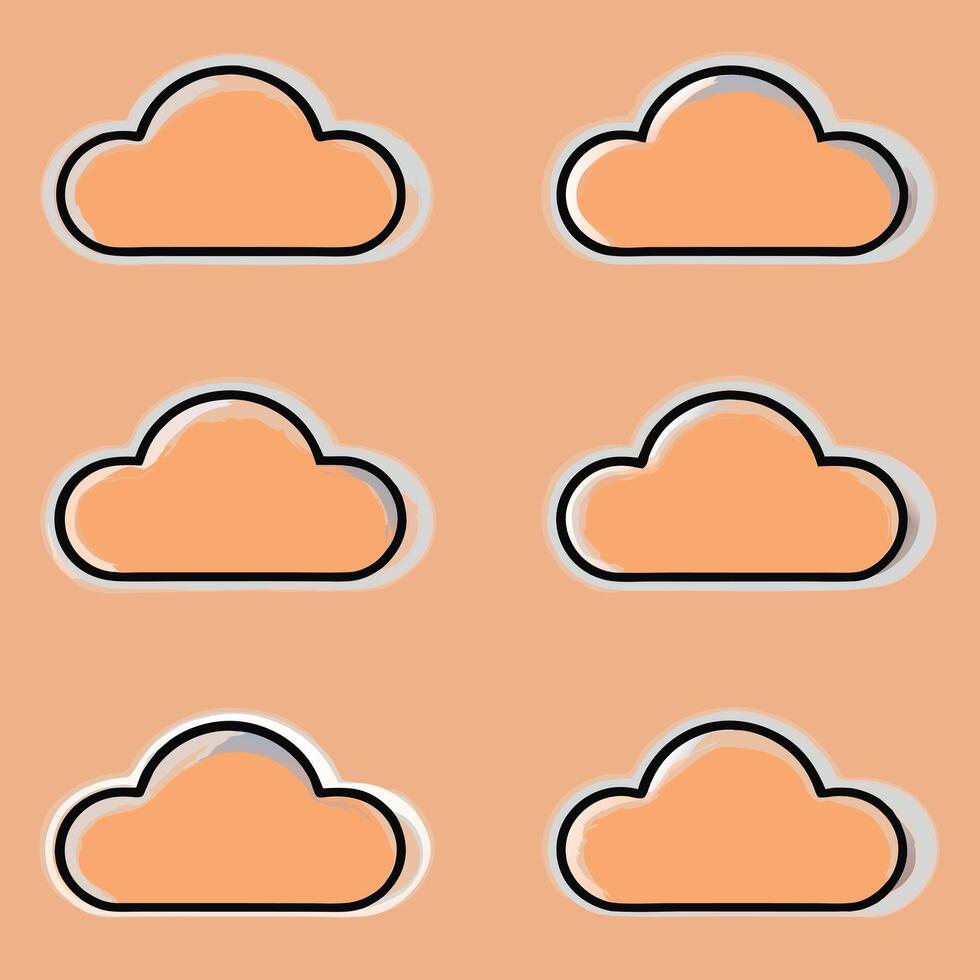 Six Peach Colored Clouds on Light Brown Background Simple Design vector