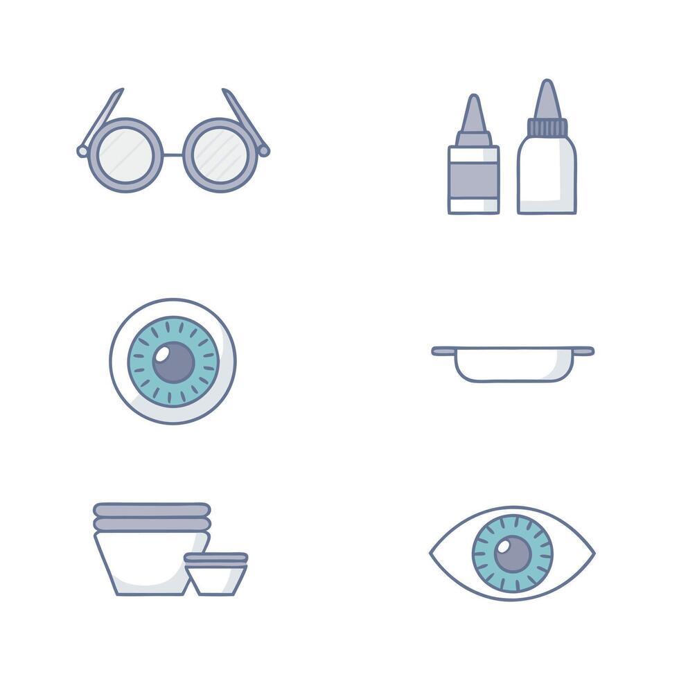 Flat Eye Care Icons Set for Healthcare and Ophthalmology vector