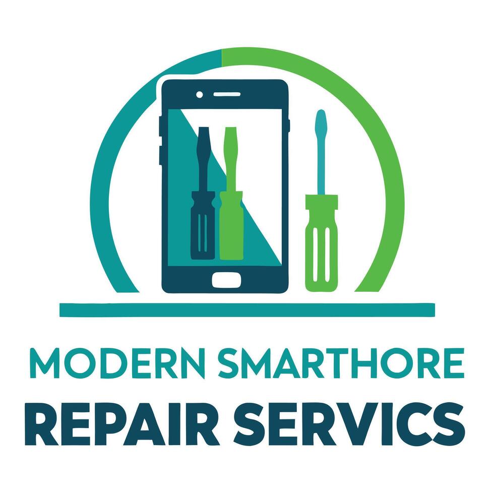 Smartphone Repair Services Logo Mobile Device Fix Modern Tech Support Phone Repair Branding vector