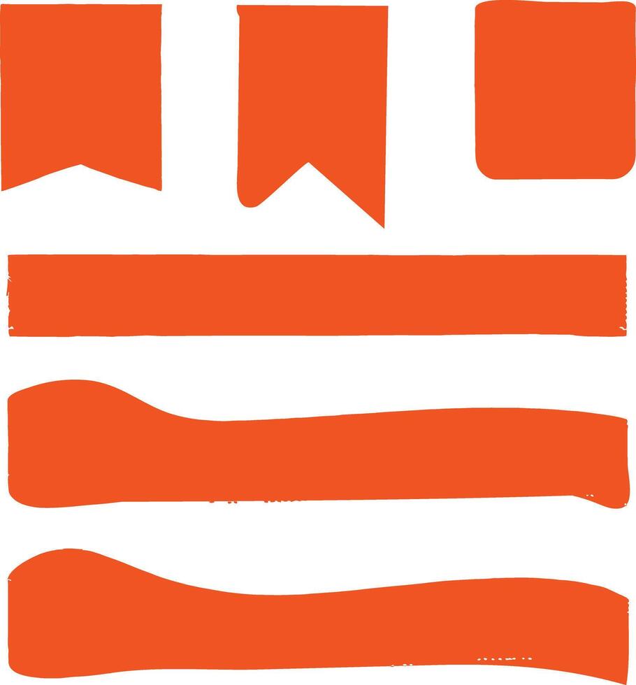 Collection of Orange Handpainted Banners and Tags for Design Elements vector