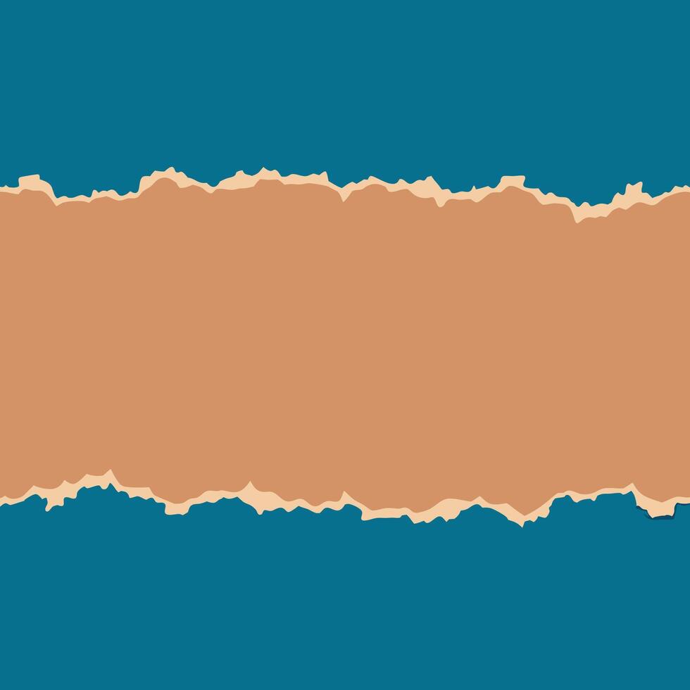 Torn Paper with Abstract Blue and Brown Colors Ripped Edge Texture Background Design vector