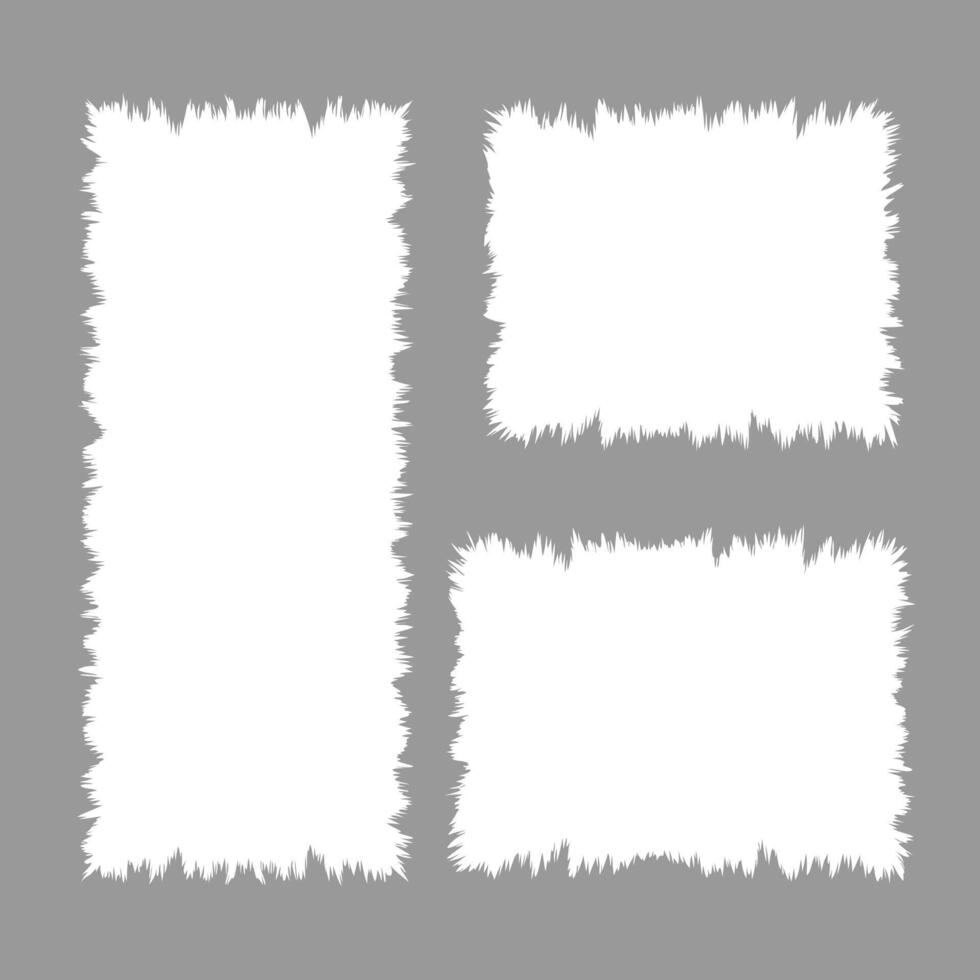 Three White Irregularly Shaped Frames with Fuzzy Edges on Gray Background Perfect for Text or Placement vector