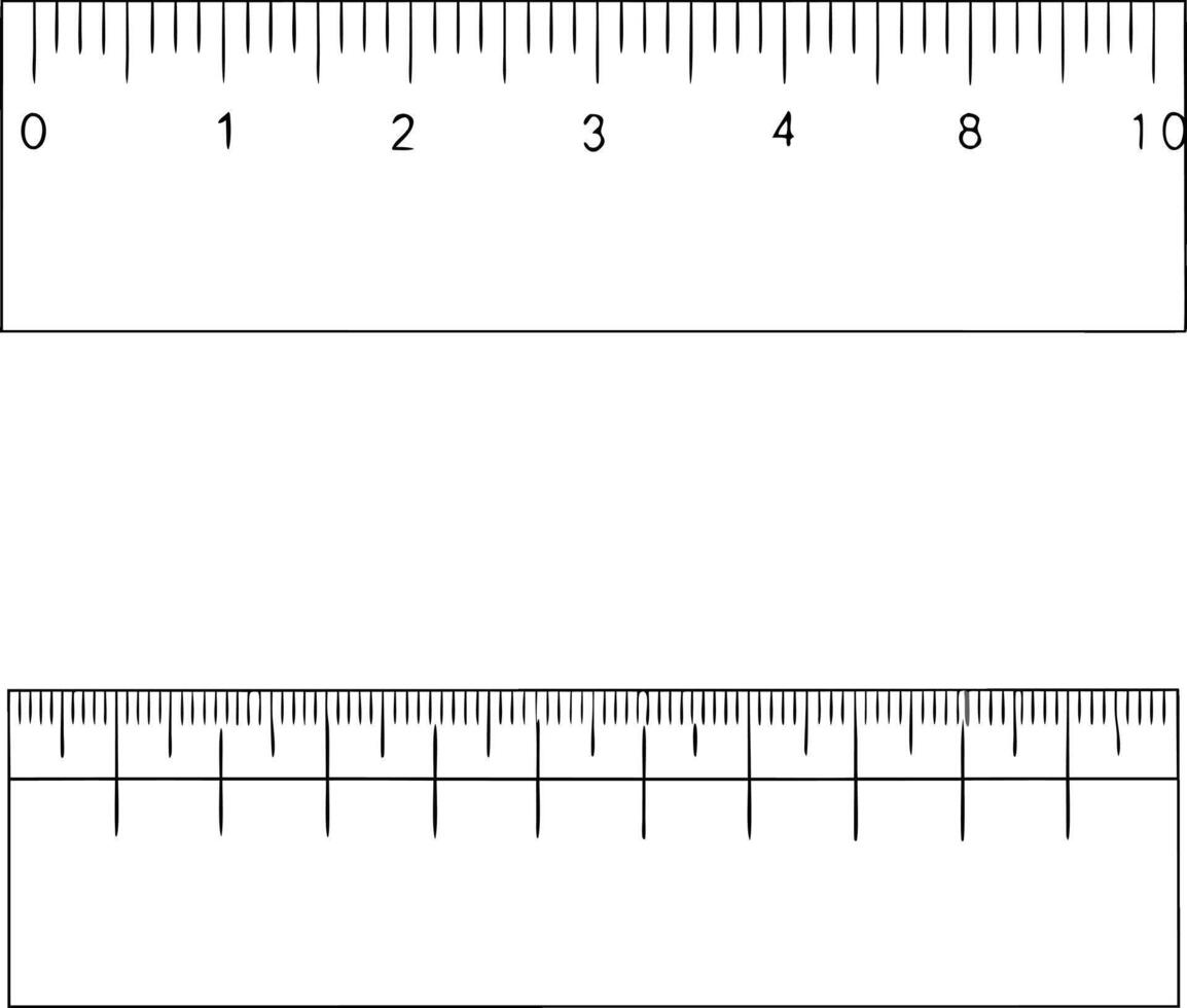 Two simple rulers showing centimeters and inches measurement tools for drawing and measuring vector