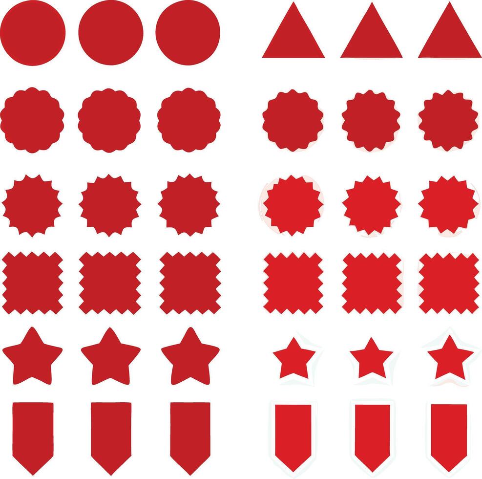 Collection of Red Geometric Shapes and Star Icons for Design Elements vector