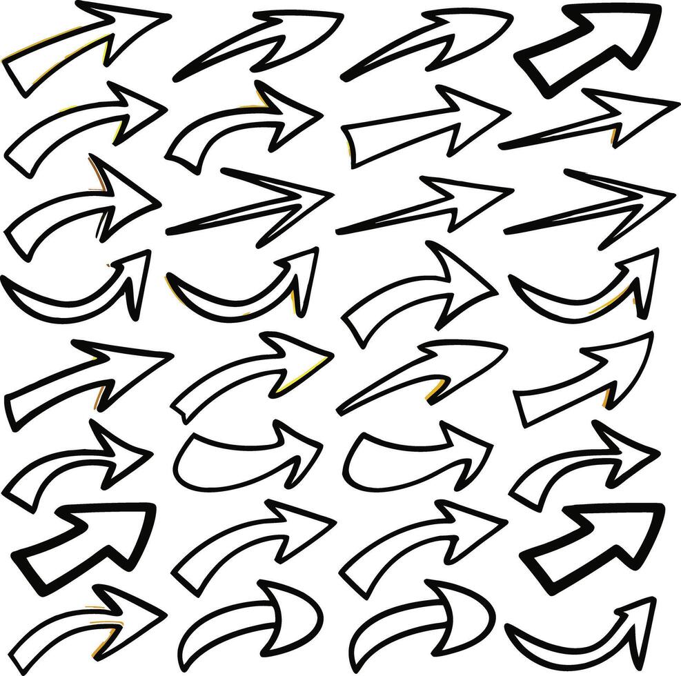 Collection of Hand Drawn Arrows Various Directions and Styles Graphic Design Elements vector