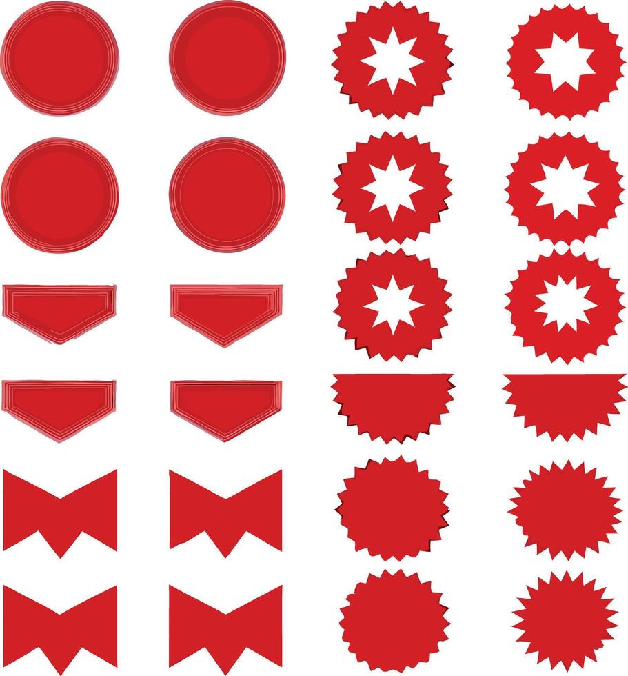 Collection of Red Blank Badge and Seal Templates for Design Projects vector
