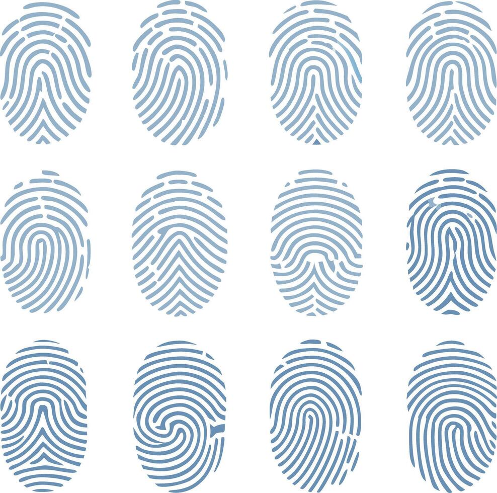 Twelve Unique Fingerprint Designs Graphic Collection vector