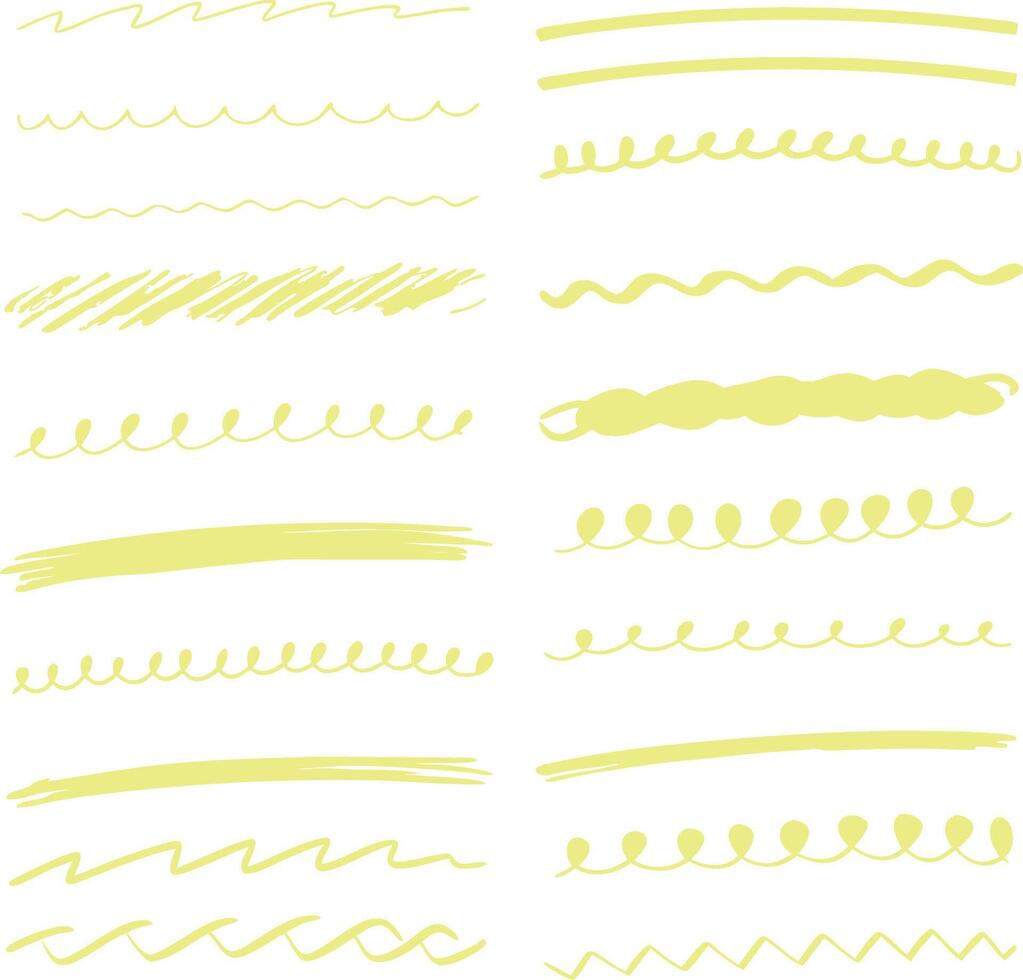 Collection of Pastel Yellow HandDrawn Decorative Lines and Dividers for Design Projects vector