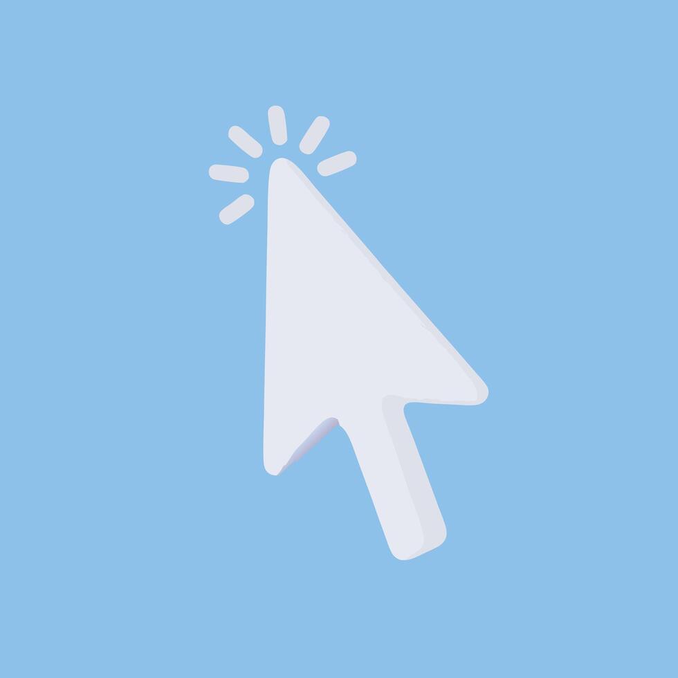 A Simple White 3D Cursor Clicking on a Light Blue Background vector