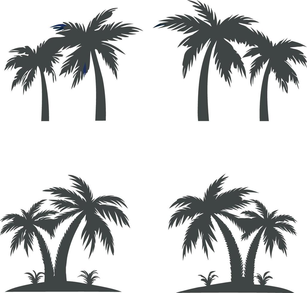 Collection of Four Different Silhouette Palm Tree s vector