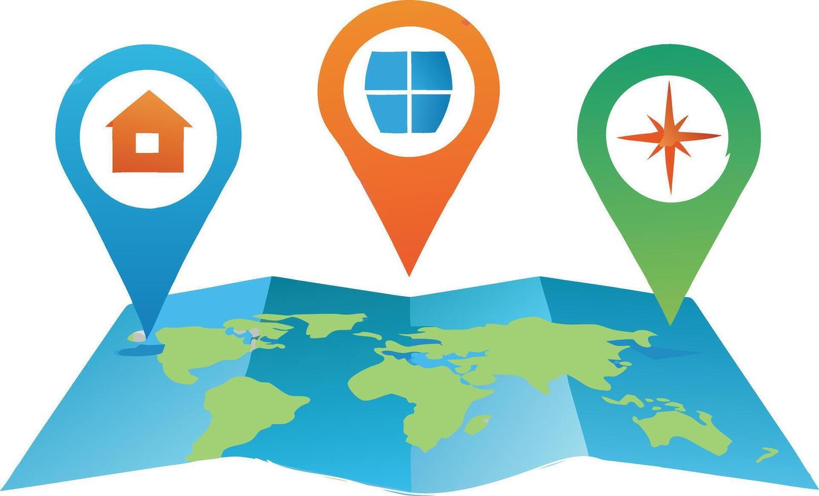 Global Location Mapping of House Solar Panel and Compass Direction vector