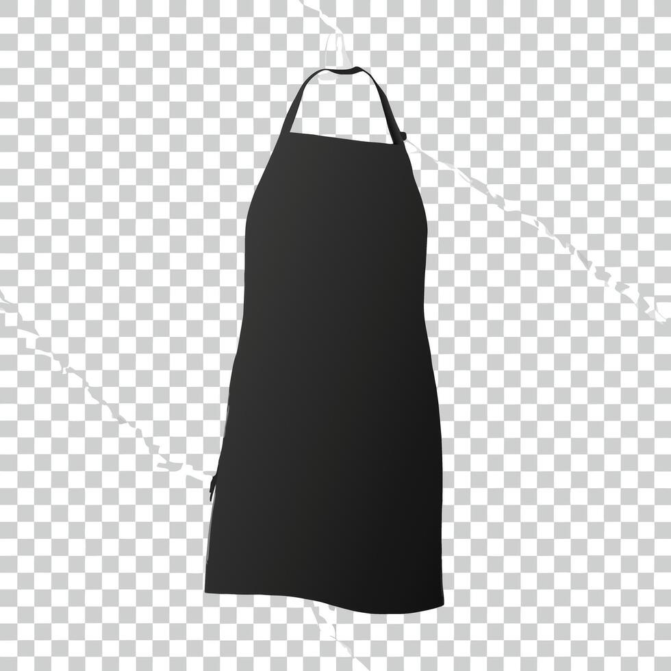 Black Apron Hanging on a Hook Ready for Use in Kitchen Cooking Baking or Restaurant vector