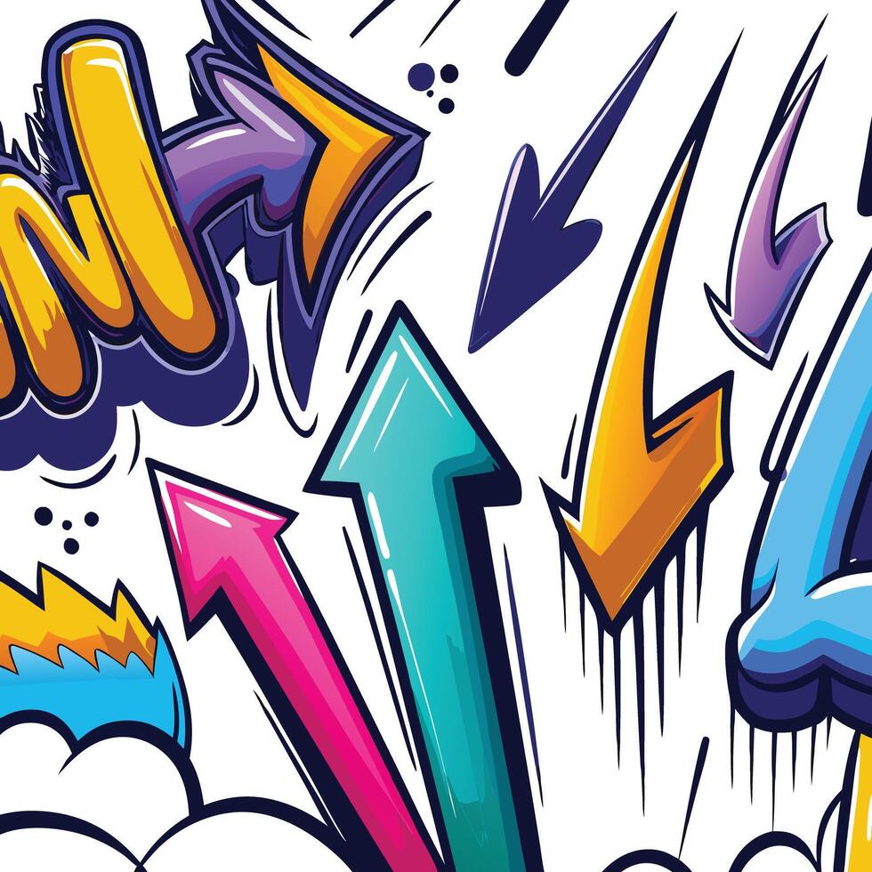 Vibrant Graffiti Art with Arrows and Bold Letters vector