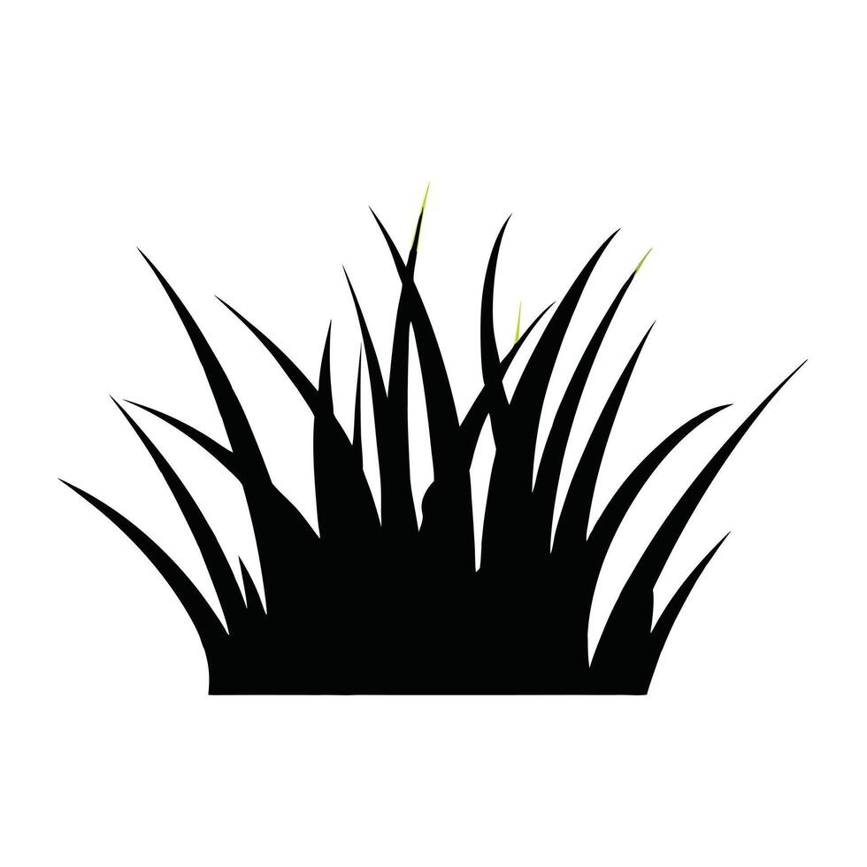 Silhouette of a Lush Green Grass Patch in Black and White vector