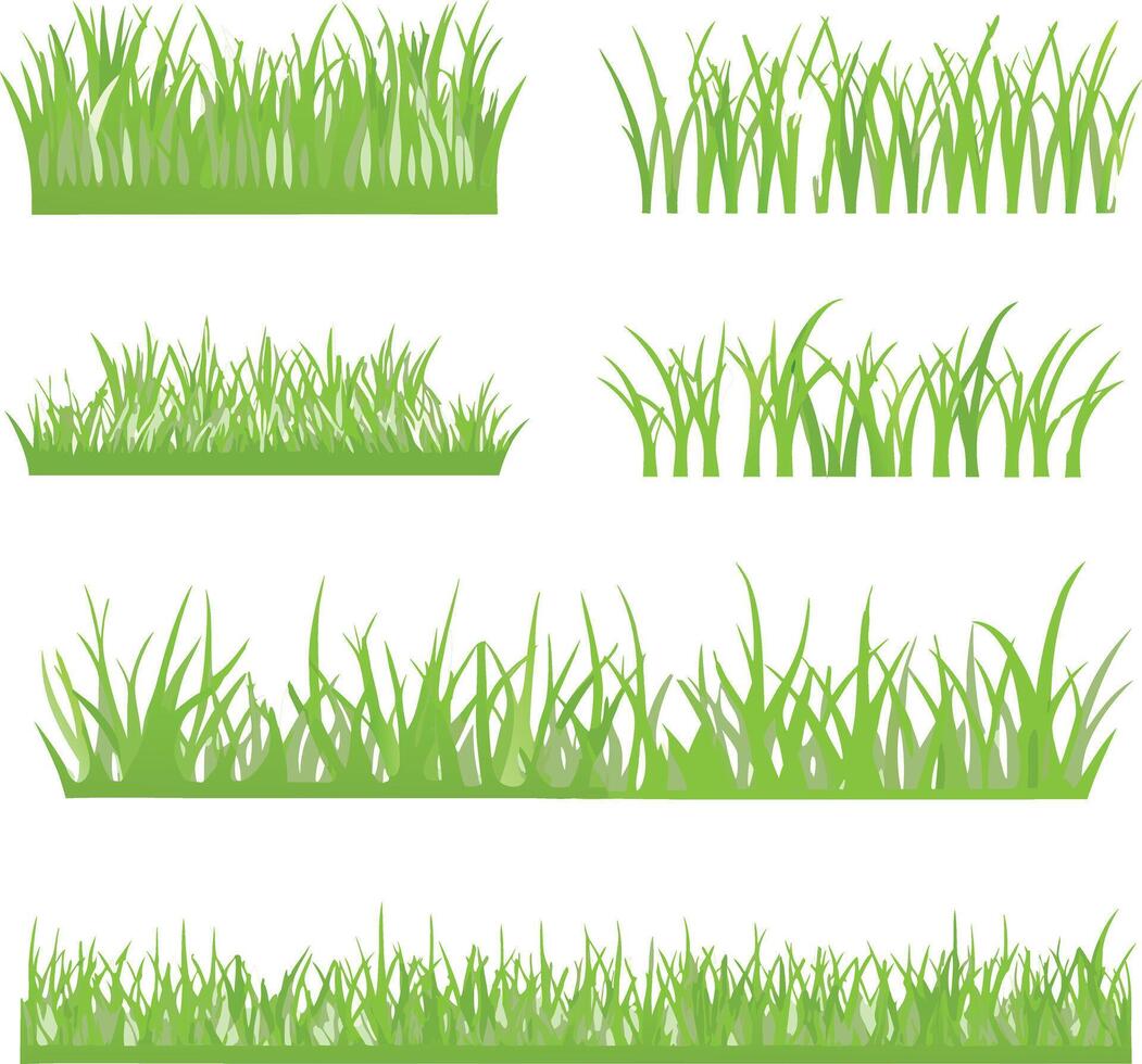 Collection of Green Grass s Various Styles and Densities for Design Elements vector