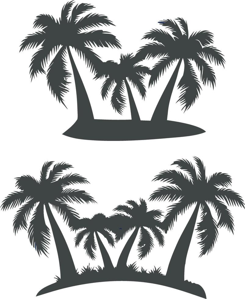 Silhouette of Tropical Palm Trees on Island Paradise Beaches vector