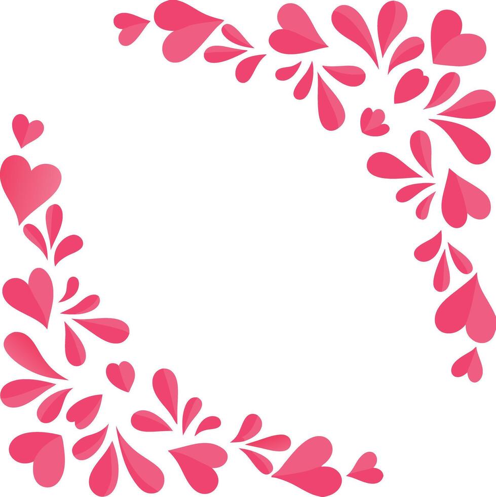 Lovely Pink Hearts Corner Design Romantic Valentines Day Card Template vector