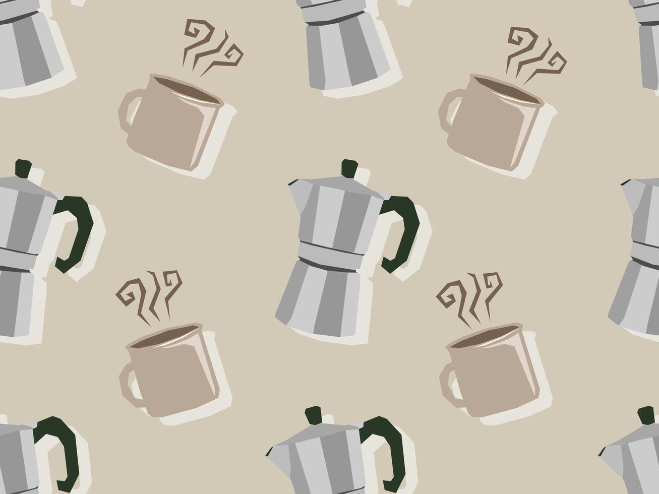 Seamless Pattern of Coffee and Moka Pot , wallpaper background for your design vector