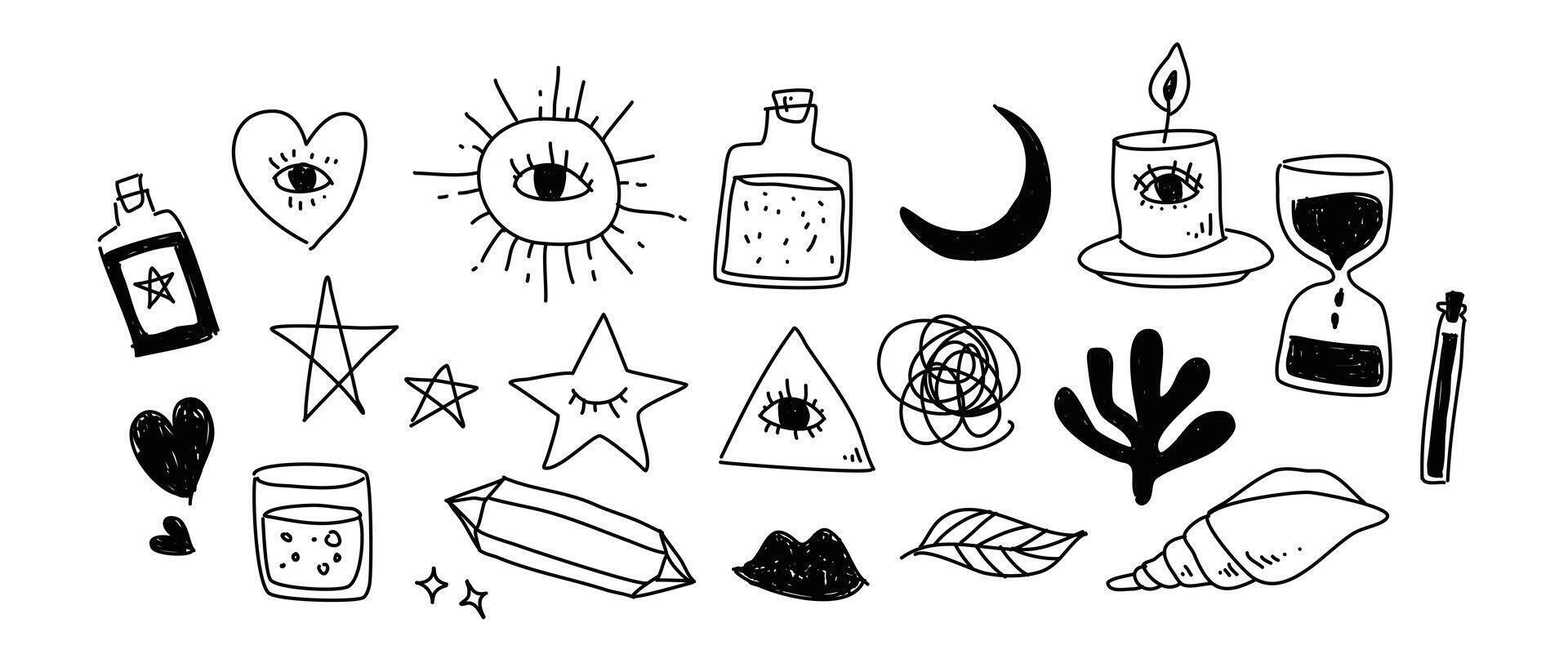 Sketch line style elements set , elements Hand-drawn style, Hand drawn cartoon effect emotion bang, boom, pow, wow vector