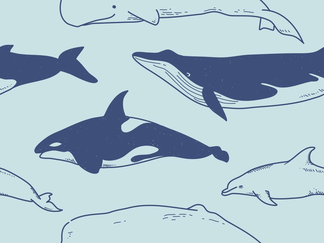 Seamless pattern with whale, animals seamless pattern wallpaper background for your design vector
