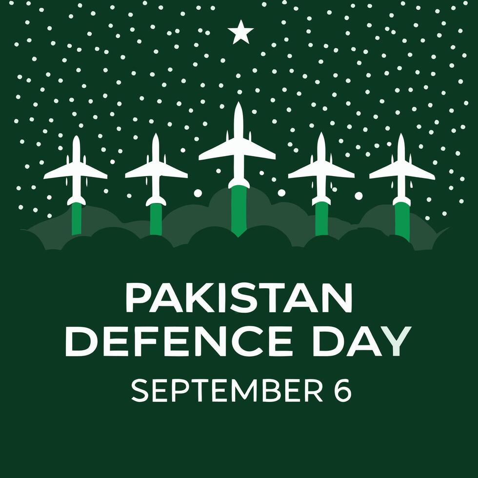 Pakistan Defence Day Celebrated on September 6 with Air Force Jets Soaring High Under a Starry Night Sky vector