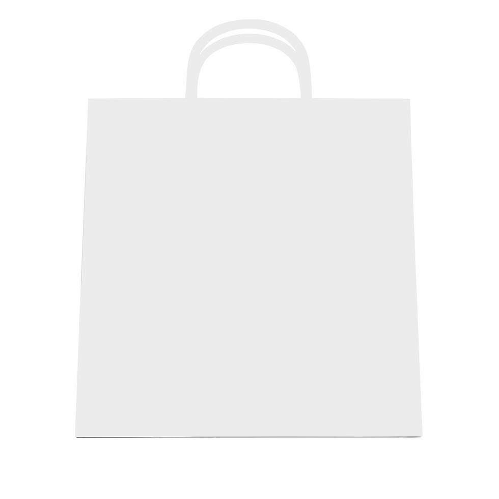 Blank White Paper Shopping Bag Mockup Isolated on White Background vector