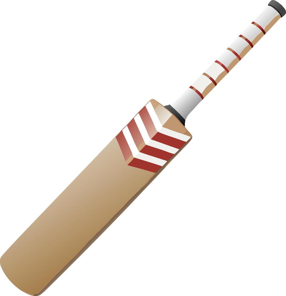 Cricket Bat with Red and White Stripes A Stunning Display of Cricket Equipment vector
