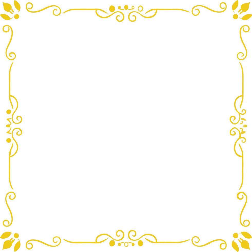 Elegant Golden Frame with Flourishes and Floral Ornaments for Wedding Invitation or Certificate Design vector