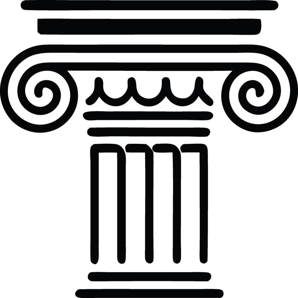 Ionic Column Architectural Design Element Classic Greek Style Building Structure vector