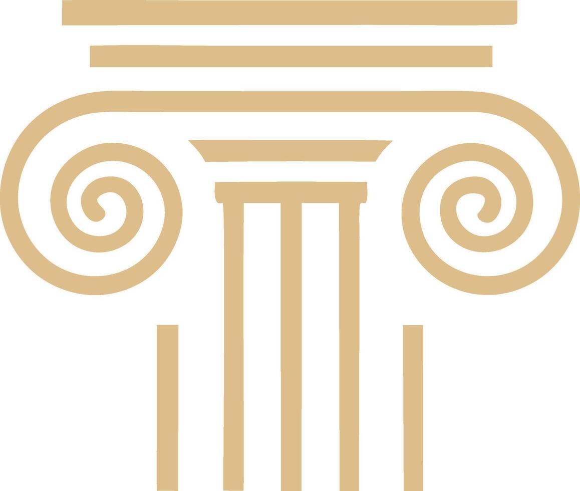 Elegant Golden Ionic Column Capital Architectural Design Element vector