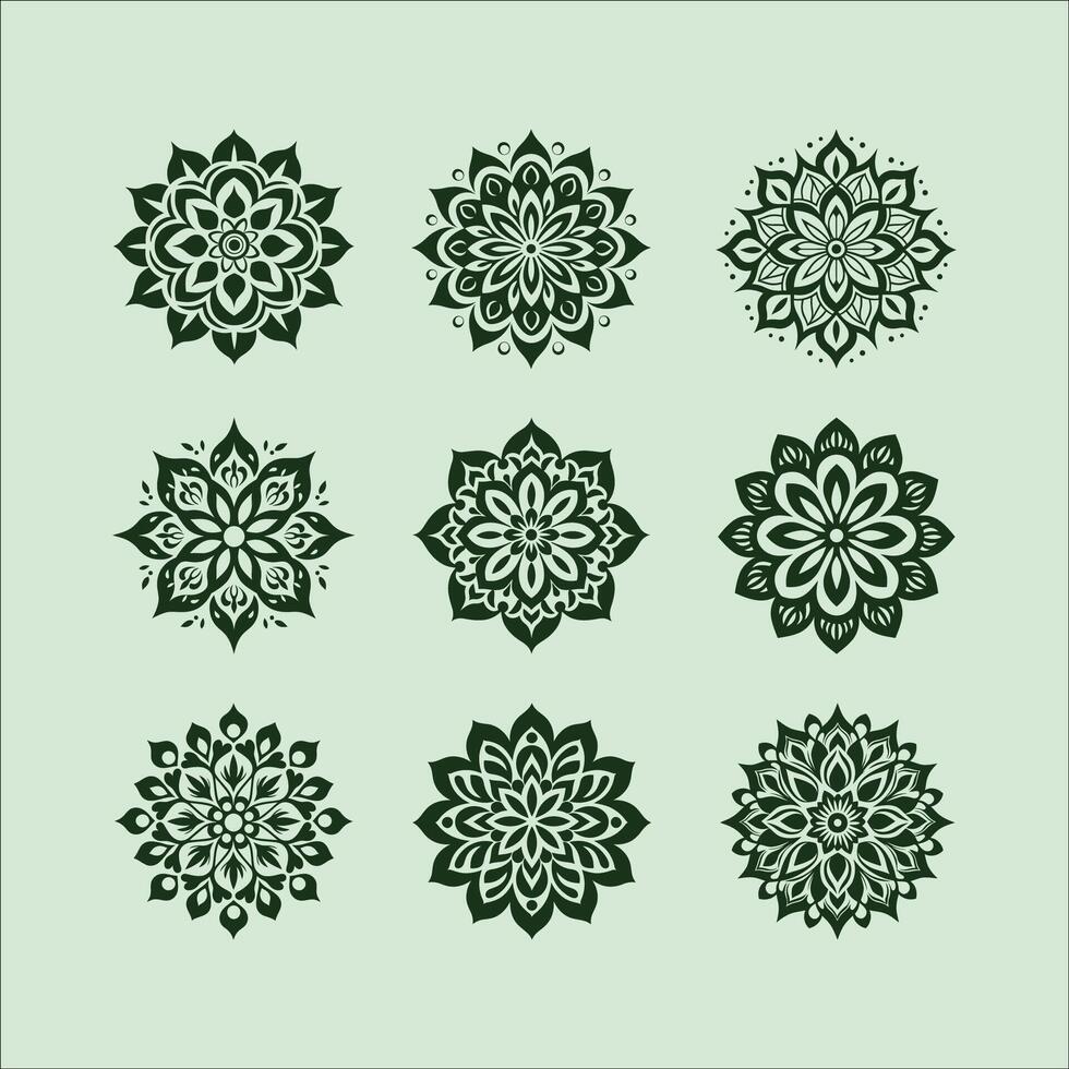 Elegant Line Art Mandala Set for Decoration vector
