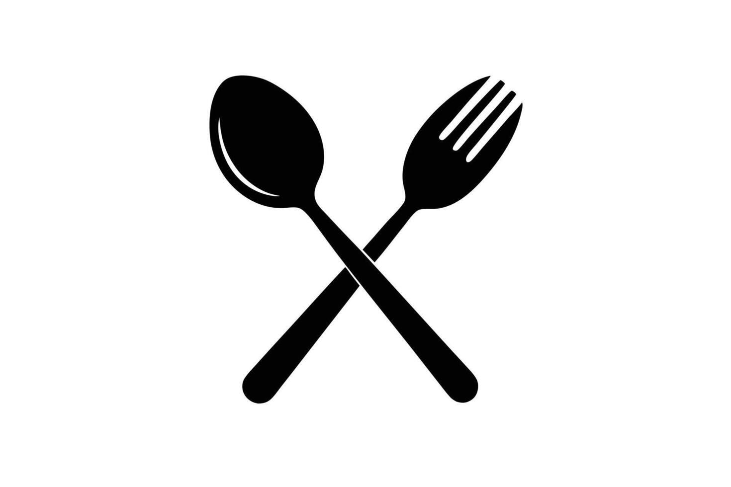 Crossed Spoon and Fork Icon for Restaurant or Food Service vector