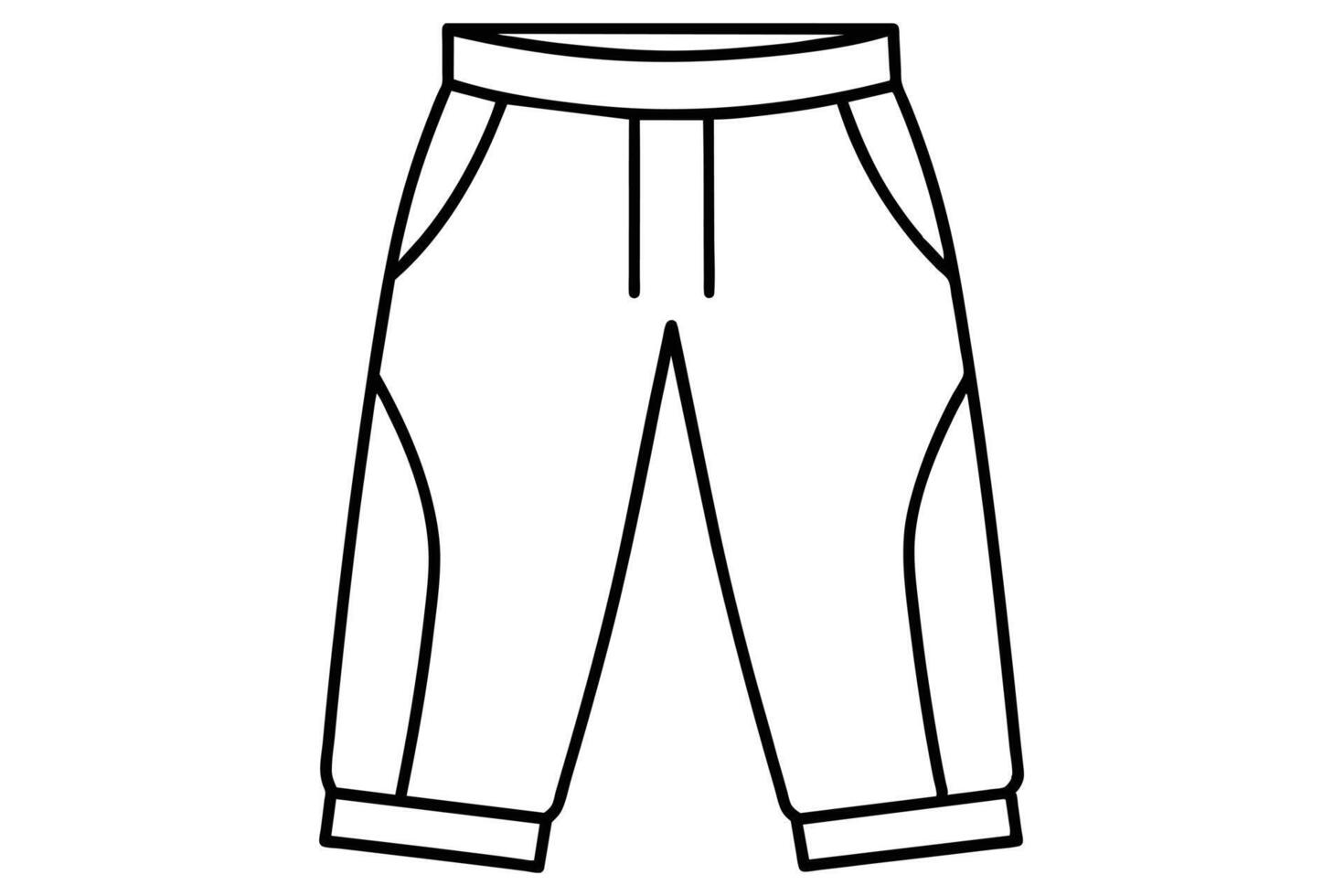 A illustration of stylish black outline casual pants. vector