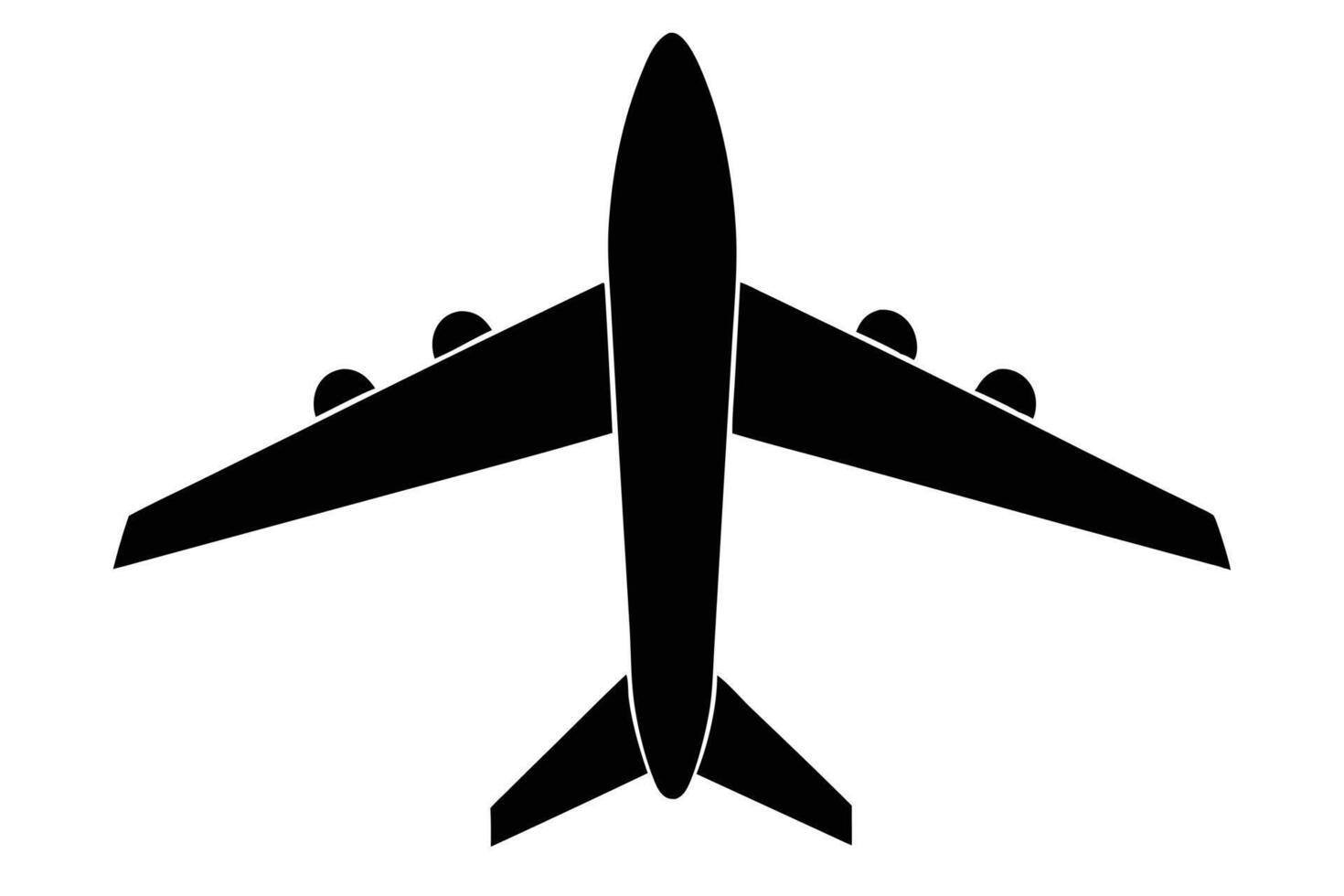 Simple Black Silhouette of a Commercial Airplane vector