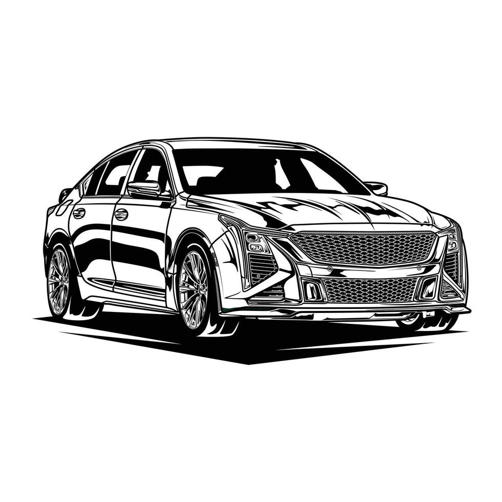 Black and white CT5 V Blackwing car vector