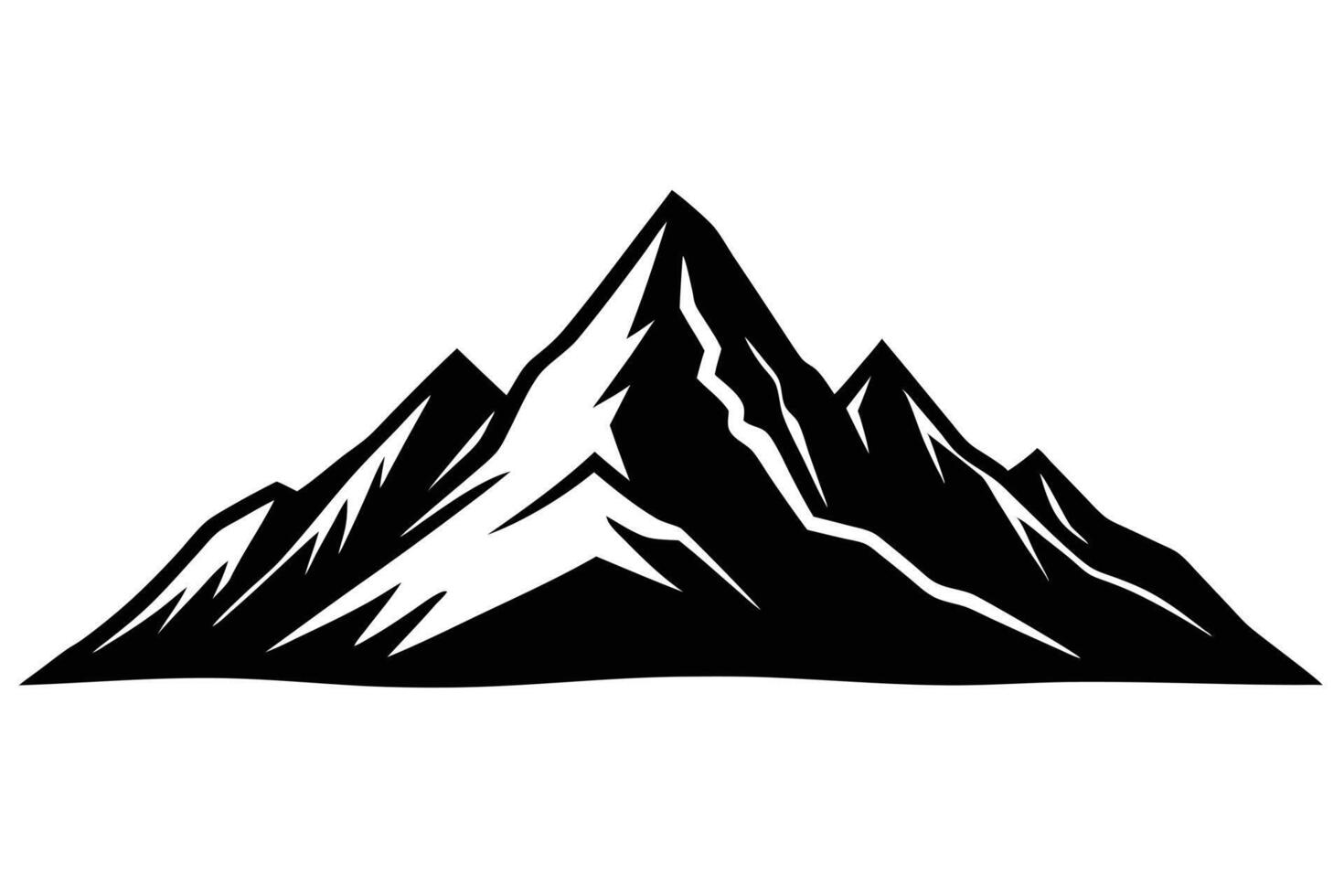 Black and white mountain silhouette graphic design vector