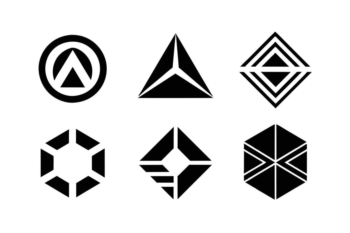 A collection of Geometric Logos in Black and White vector