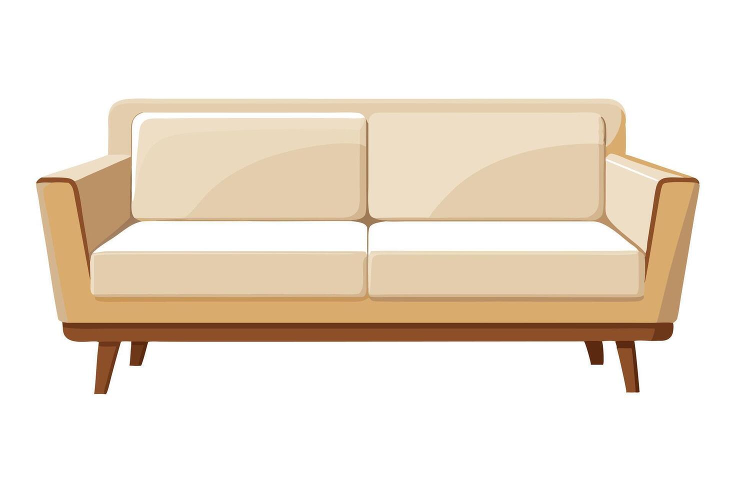 Beige Mid-Century Modern Sofa Illustration vector