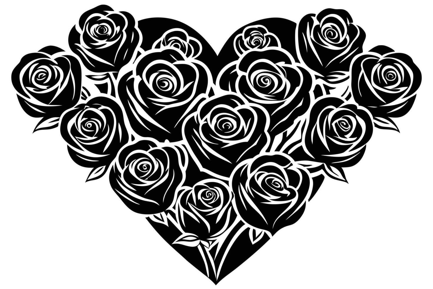 Heart-shaped Rose Bouquet Design for Romantic Decor vector