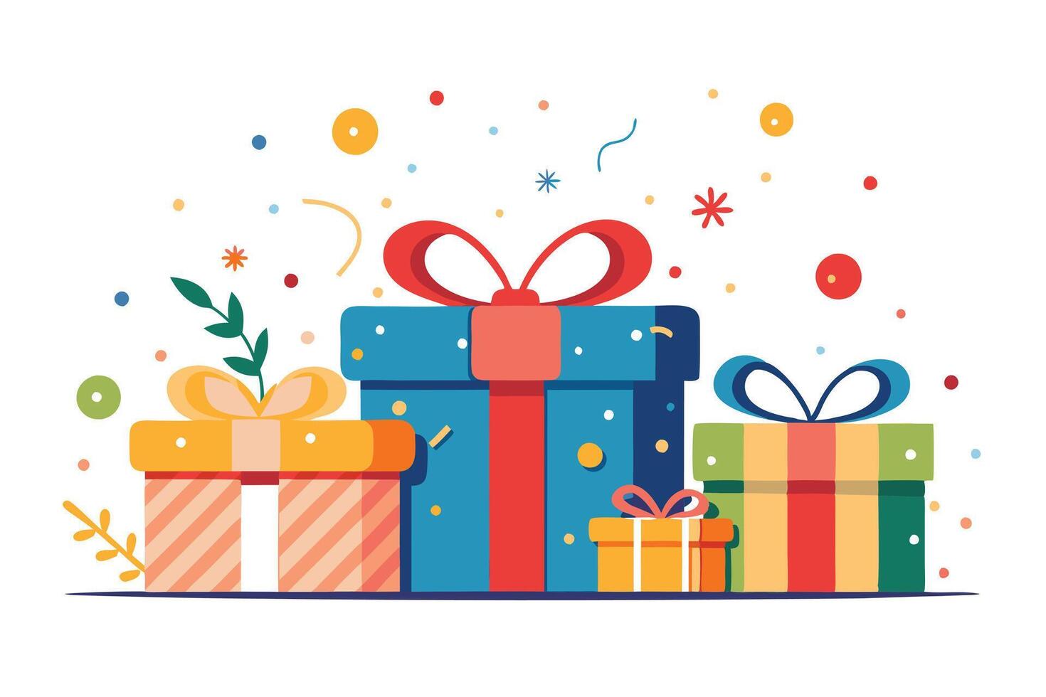 Festive Gift Boxes with Festive Decorations vector