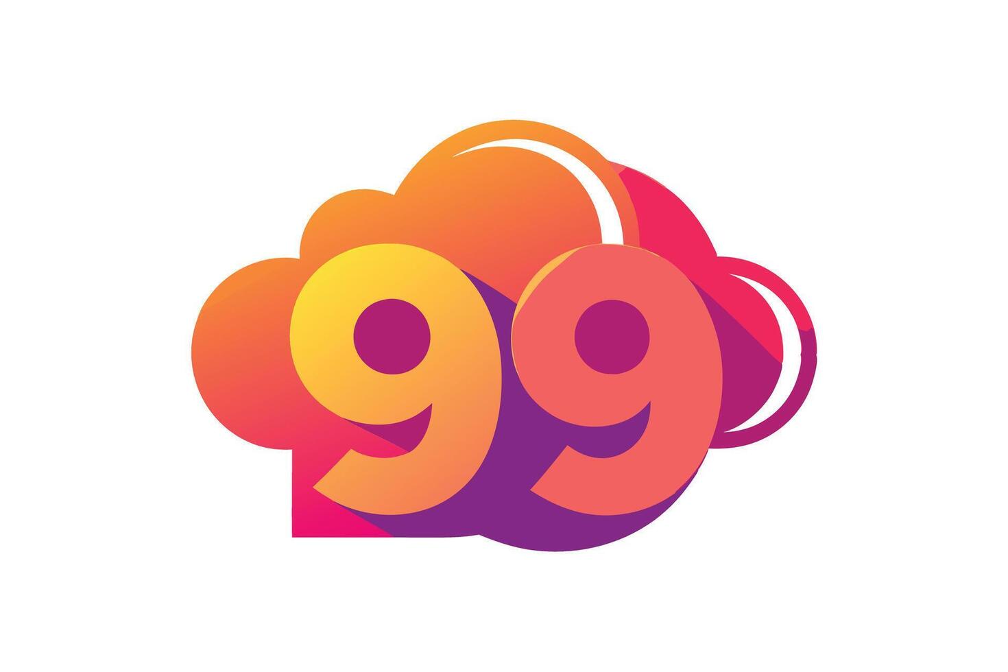 Vibrant 99 Logo Design Within a Cloud Shape vector