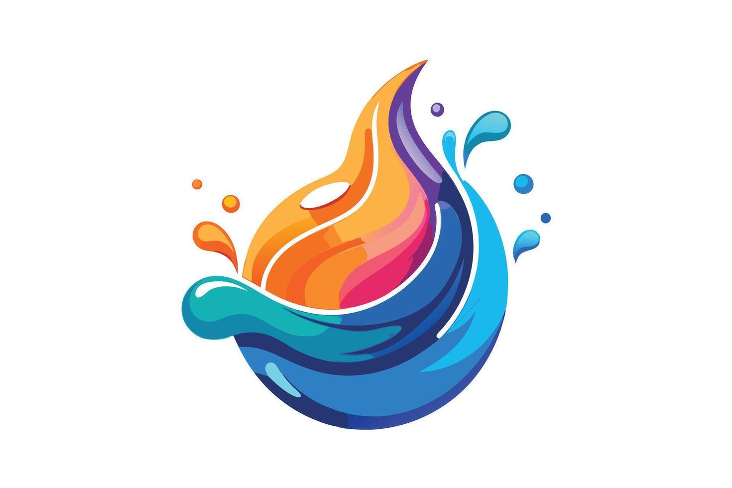 Vibrant logo design featuring a dynamic blend of fire and water. vector