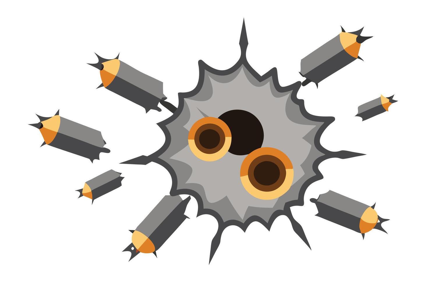 Bullets Piercing Through a Surface, Creating Explosive Holes vector